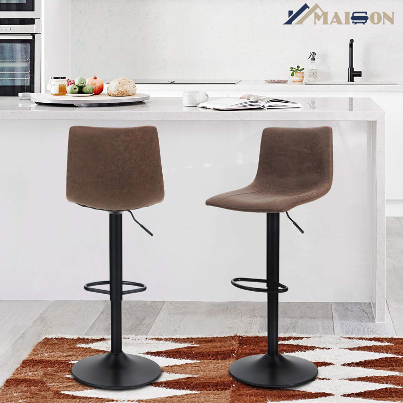 17 Stories Swivel Bar Stools Set Of 2 For Kitchen Counter Adjustable Counter Height Bar Chairs ...
